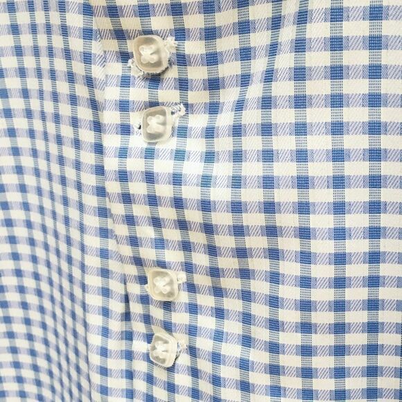 Elie Blue White Check L/S Square Button Down Shirt - Picture 7 of 12